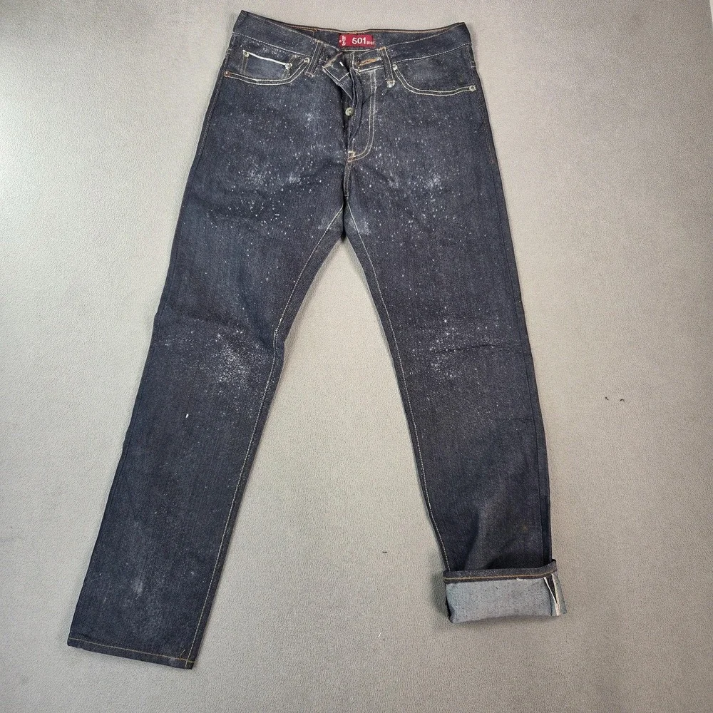 VTG Levis 501 Big‎ E Jeans Mens Made USA Button Paint Stains Denim Fits 29x29